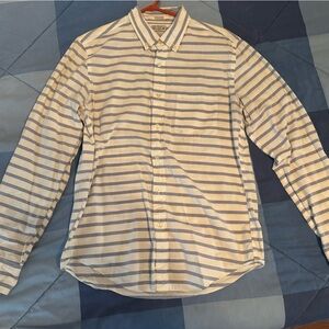 J. Crew Blue and White Striped Button Down Shirt
